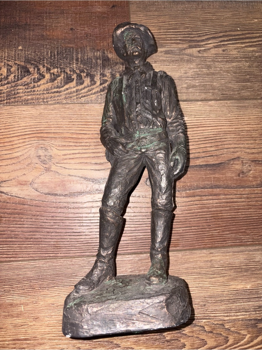 Vintage Michael Garman Western Cowboy Sculpture 11” Bronzetone Statue USA